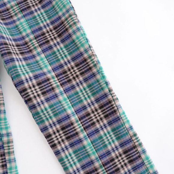 Urban Outfitters Green and Navy Checker Print Skinny Pants Size 4 - Picture 6 of 13